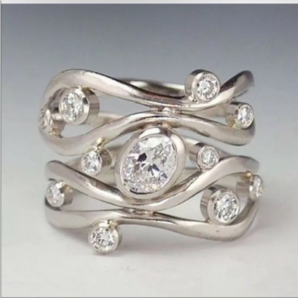 Sterling Silver Multi-Band White Cubic Zirconia Ring